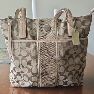 Coach Signature Stripe Python Stripe Tote 2013